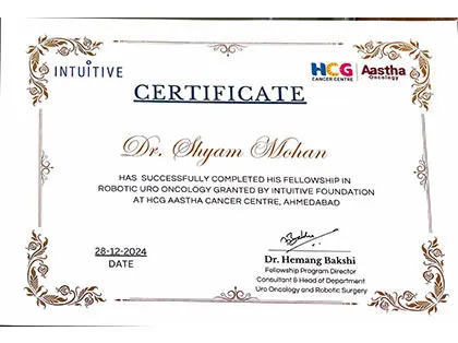 Dr. Shyam Mohan Certification